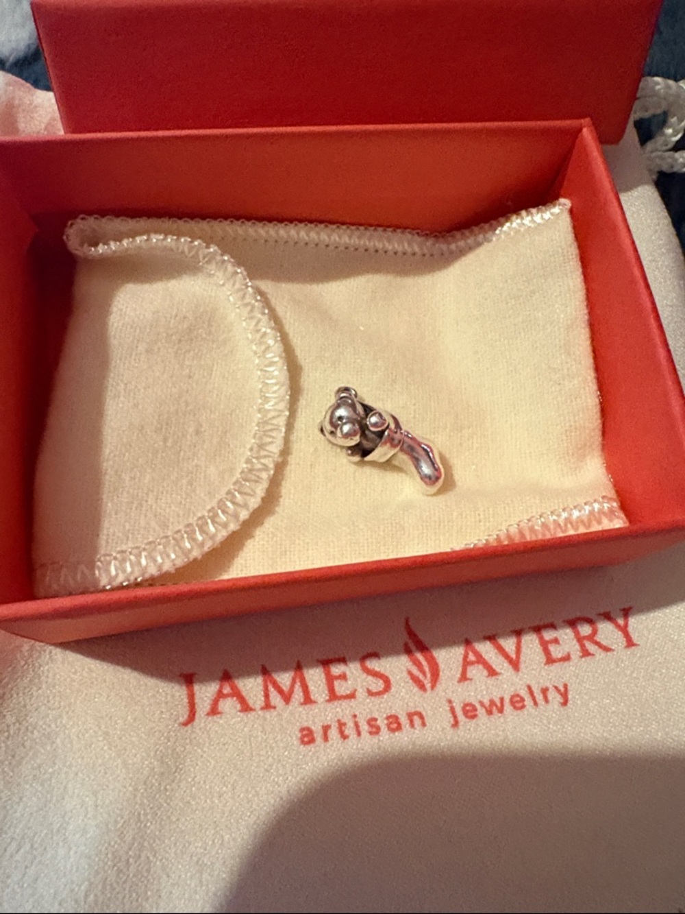 James Avery Rare Retired Silver Teddy Bear Charm - Shiny Sterling Finish